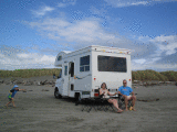 NZ Camping pa stranden